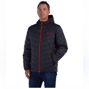 NWT MEN'S SPYDER NEXUS PUFFER JACKET (INSULATED) BLACK AND RED